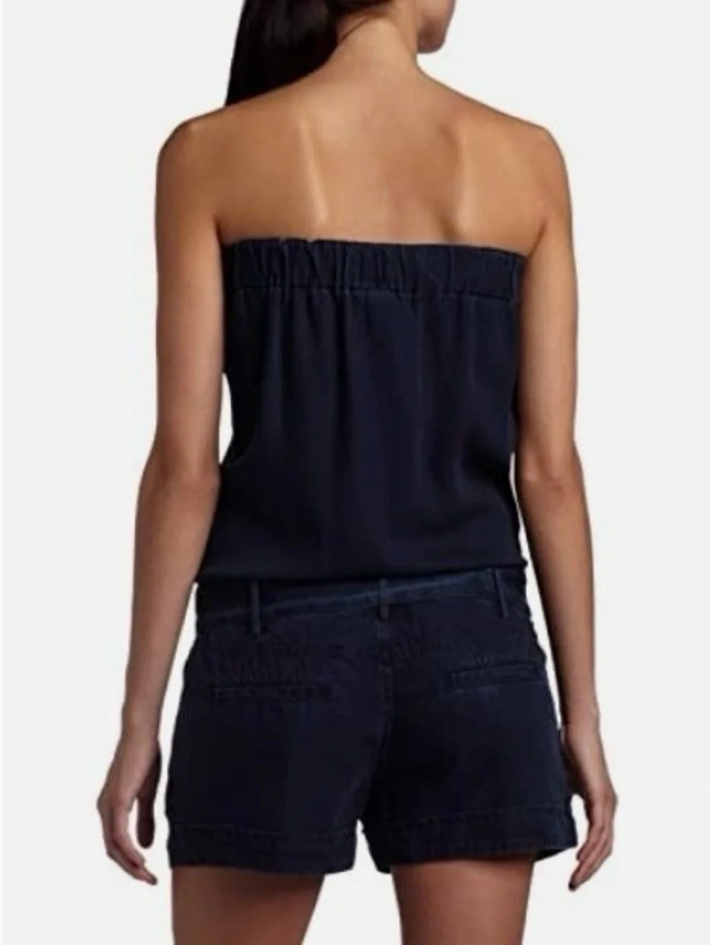 Rich & Skinny 100% Lyocell “Peachy” Soft Denim Strapless Tie-Waist Romper